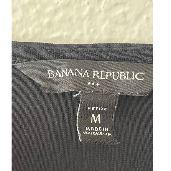 Women Banana Republic Wrap Black Blouse Top Bodysuit Snap Top Shirt Med Petite - Picture 3 of 5